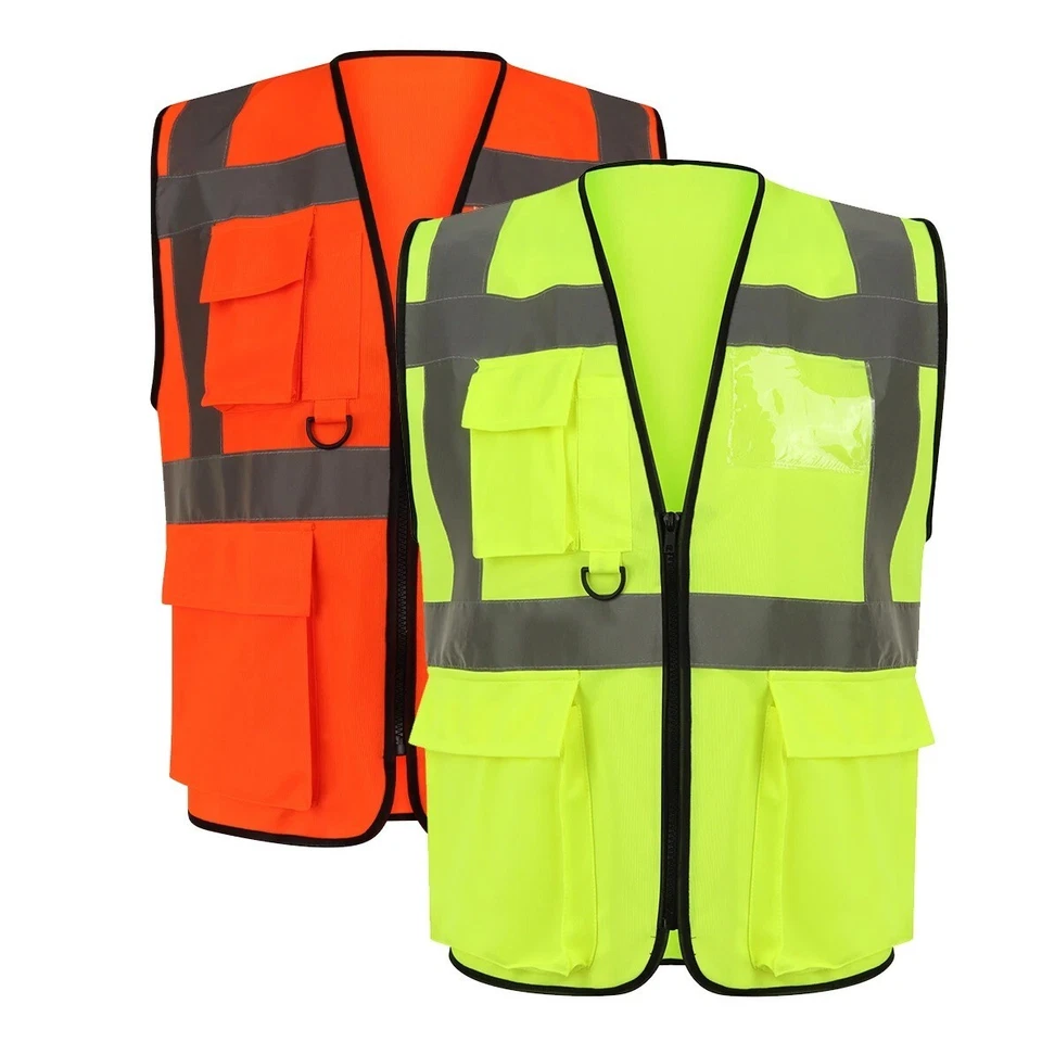 STYLO ONLINE LTD Hi Vis Viz Vest High Visibility Executive Vest Waistcoat Phone & ID Pockets UK