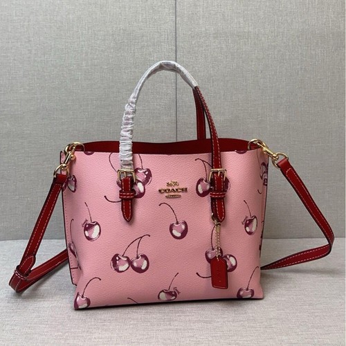 Borsa a tracolla Coach CR293 Mollie Tote 25 2 vie tela pelle outlet rosa ciliegia