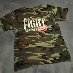 Join The Fight Against Drugs Camo Medium Shirt Anti DARE Code V Recovery Tee - Picture 1 of 6