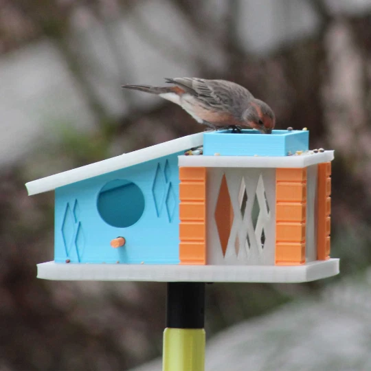 Ретро середины века современный птичий домик Аддисон | 3D-печать| архитектура 1960-х - Изображение 1 из 4