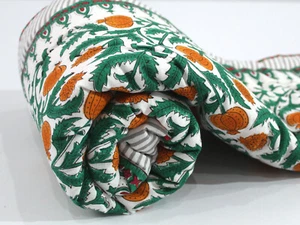 Baby Quilt Handblock Printed Cotton Coverlet With 100% Cotton Filled - Picture 1 of 8