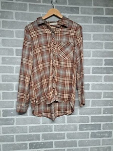 Becool Womens Plaid Rayon Long Sleeve Western Button Down Shirt Size Small NWT - Picture 1 of 8