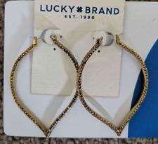 Lucky Brand gold pave crystal leaf earrings