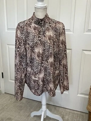 Chaqueta Peck & Peck Weekend Mujer Estampado Animal Marrón XL Ligera Cremallera Foto 1 de 4