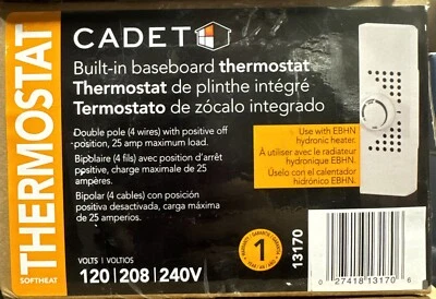 Cadet 13170 Double Pole Baseboard Mounted Thermostat Kit Ebka-1-24 - Image 1 of 4