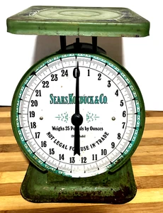 Vintage ANTIQUE 1906 Sears  Roebuck & Co. Kitchen Scale-Green #USW - Picture 1 of 5