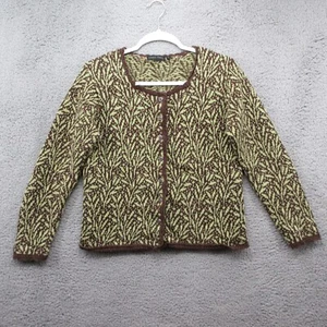 Nomadic Traders Cardigan Sweater Womens Medium Green Brown Nature Hippie Boho - Picture 1 of 9