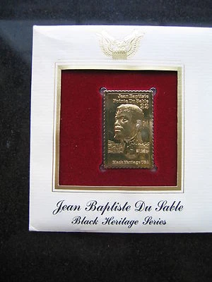 1987 Jean Baptiste Du Sable replica 22 kt Gold Stamp FDI FDC Golden Cover - Image 1 of 3