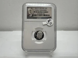 2015 S Silver Roosevelt 10c Early Releases PF70 Ultra Cameo CB5-10 - Picture 1 of 4