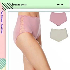 Rhonda Shear 2-pack Lace Inset Brief 764-476, Size M - Picture 1 of 5
