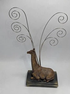 Giraffe Photograph & Picture Holder 14” Tall ! 6 Photo Clips Shelf Figurine - Picture 1 of 24