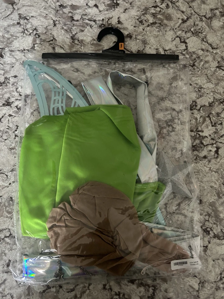 Disney Campanilla 5 Piezas Disfraz Con Alas Adulto Talla Pequeña 2-4 Nuevo Foto 1 de 1