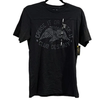 Camiseta Volcom Niños Grandes Juveniles Negra Gráfica Talla L (12-14) Nueva con Etiquetas 100% Algodón Foto 1 de 4