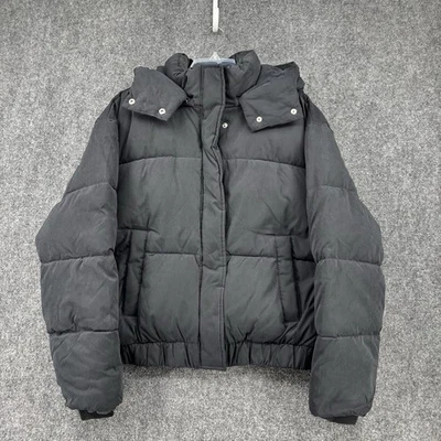 Chaqueta acolchada para mujer Abercrombie & Fitch ultra negra talla grande invierno preppy Foto 1 de 4