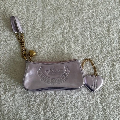 Juicy Couture Coin Purse Metallic Lavender Wristlet Heart Charm Y2K - Image 1 of 4