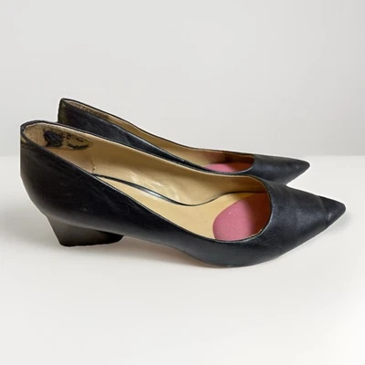 Zapato Franco Sarto Mujer 9.5 Romi Pump Tacón Bloque Cuero Punta Negro Foto 1 de 4