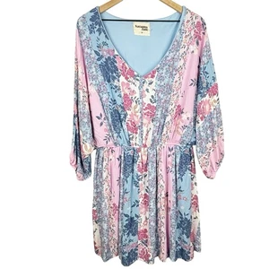 Savanna Jane Kleid Damen 3x Patchwork Blumen Dolmanärmel Mini gefüttert Boho - Bild 1 von 12