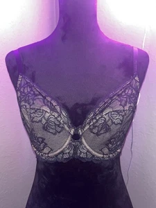 Calvin Klein Black lace over beige full coverage underwire bra 34DD EUC - Picture 1 of 8