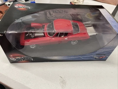 HOT WHEELS 1:18 SCALE CORVETTE DRAG CAR DIECAST! RED! NEW IN BOX!! - Image 1 of 4