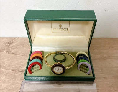 GUCCI Change Bezel Watch Gold Quartz white Wristwatch Very Good Working - Image 1 of 4