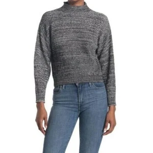 Abound Women's Easy Stitch Ribbed Knit Mock Neck Sweater In Black Marl Medium - Picture 1 of 4