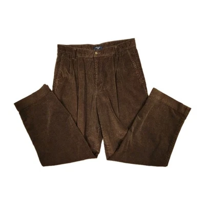 Vintage Dockers Corduroy Pleated Pants Mens 32x31 Cuffed Khakis Golf Brown/Green - Image 1 of 4