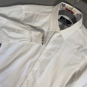 Bugatchi Uomo creme bestickt Herren XL Knopfleiste Flip Manschette LS Anzughemd - Bild 1 von 12