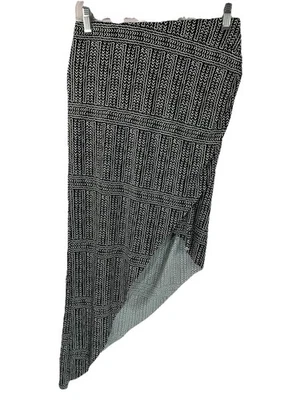 BCBG MAX AZRIA Blk Wht Geometric Pr Stretch Bodycon Asymmetrical Skirt Sz S NWT - Image 1 of 4