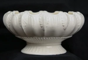 Vtg Ivory Footed Compote Acanthus Ceramic Pot 8.5” w Nat’l Potteries Co. C-6851 - Picture 1 of 11