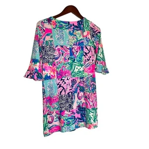 Lilly Pulitzer Girls Dress- Mini Sophie Ruffle Dress- Patchwork Southern Shift  - Picture 1 of 7