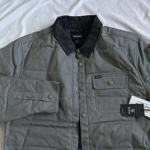 Brixton Jacket Mens L Cass Gray Quilted Biker - Picture 1 of 24