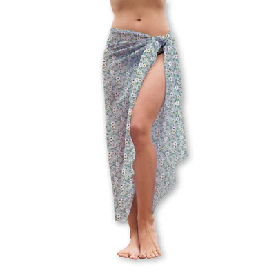 Green Ditsy Flowers Design Sarong Beach Cover Up - Image 1 of 2