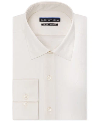 $90 Geoffrey Beene Men'S Fitted White Long-Sleeve Dress Shirt 14.5 32/33 S - Image 1 of 4