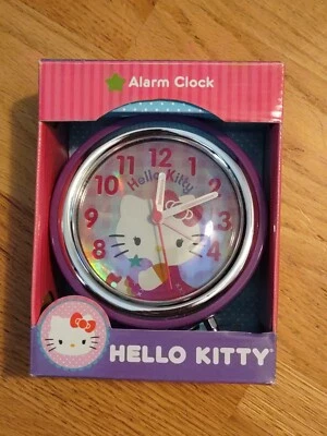 HELLO KITTY Alarm Clock Pink Gingham Sanrio 2012 New Battery Operated - Image 1 of 4