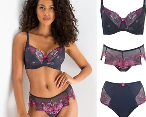 Pour Moi St Tropez Underwired Full Cup Bra or Deep Brief or Shorty Slate/Pink - Picture 1 of 7