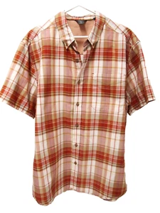 Royal Robbins Herren Hemd XL orange beige kariert Kurzarm Knopf Bio - Bild 1 von 5