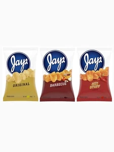JAYS Chips 3 Pack BIG 8 Ounce BAGS Original Hot Stuff BBQ NEW SEALED - Picture 1 of 4