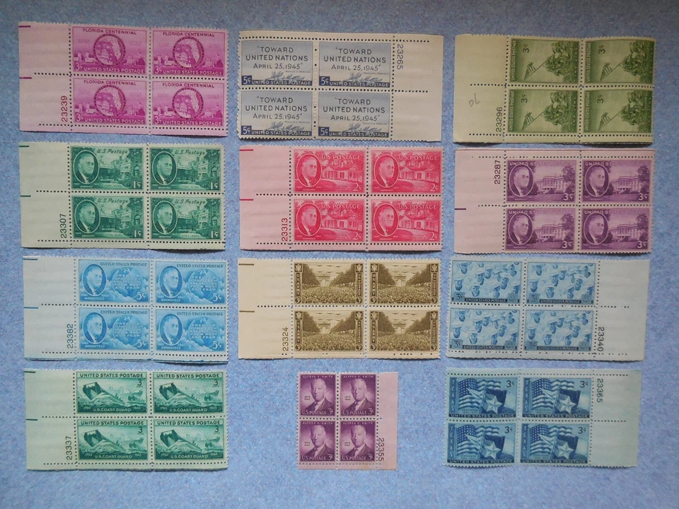 1945 US Commemorative Plate Block Year Set Complete #927-938 MNH OG F/VF - Image 1 of 1