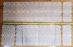 5 tlg Vintage MCM Kommode Schal Set beflockt transparent weiß Rosen Schlafzimmer Wohnzimmer - Bild 1 von 12