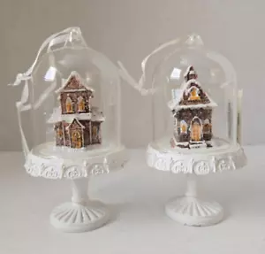 Gingerbread House Dome Ornaments Set of 2 Different - Picture 1 of 5