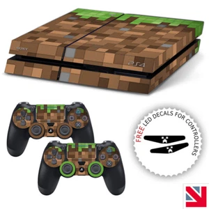 Green Brown Blocks Pixels PS4 Skin Decal Vinyl Sticker Wrap - Picture 1 of 1