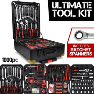 1000pc Tool Kit RATCHET SPANNERS Hand Tools Wrench Set Box Hardware Kit Wheels - Picture 1 of 9