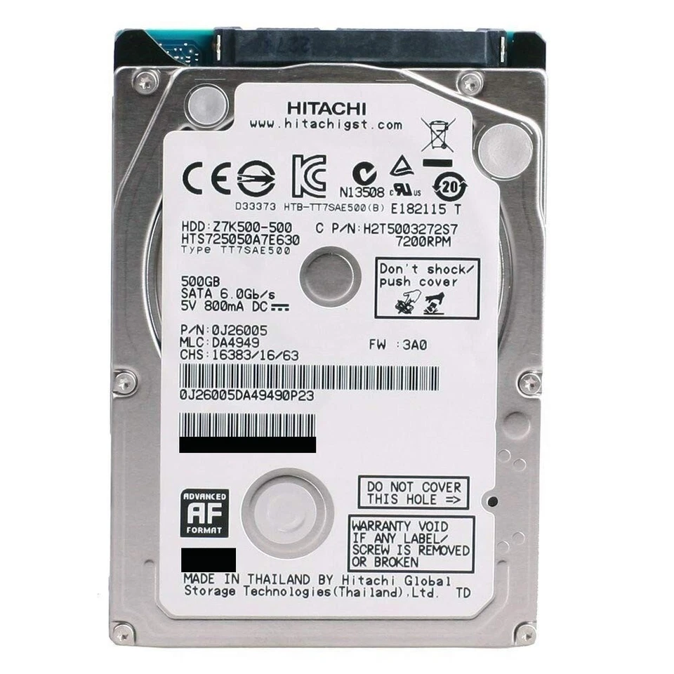 **ZERO HOURS**-HTS725050A7E630-HGST Travelstar Z7K500 500GB, SATA 3, 2.5"HD - Image 1 of 1