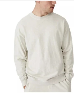 Cotton On Mens Pigment Dyed Oversized Crew Neck Beige Essential Sweater Size XL - Picture 1 of 4
