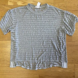 Hard Tail Gray Perforated Soft Outdoor Workout Yoga Boxy Short Sleeve Top S - Picture 1 of 5