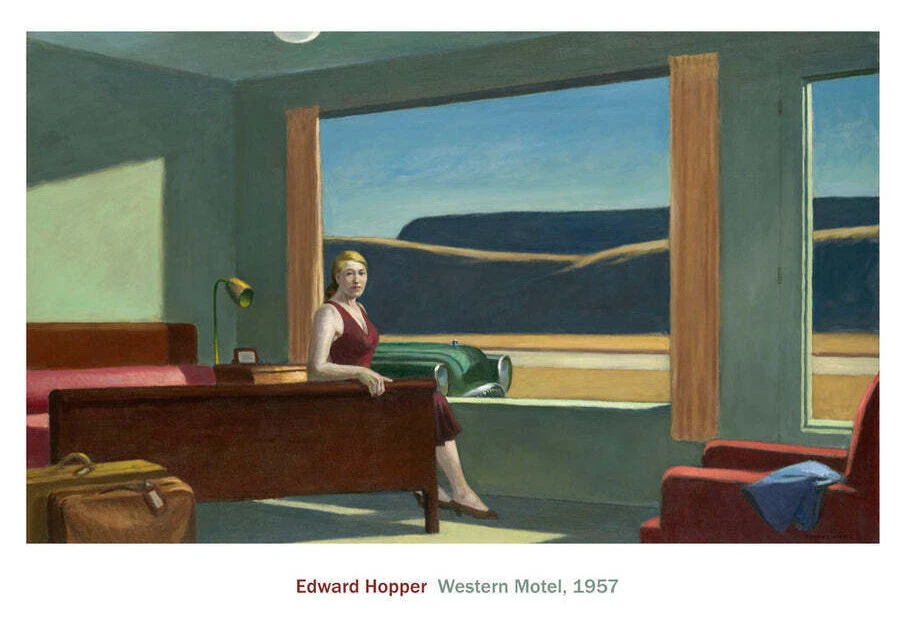 Póster paisaje escritorio dama impresión artística Western Motel, 1957 por Edward Hopper 24x36 Foto 1 de 1