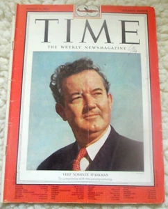 Vintage August 11,1952 No Label Time Magazine John Sparkman Cover Marilyn Monroe - Picture 1 of 9
