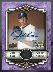 Josh Geer 2009 UD A Piece of History Rookie Autographs Violet RC Card# 118