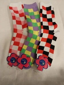 Block Style 3 Pair Fashion Socks Bright Colorful Soft Size 9-11 Comfortable NWT - Picture 1 of 5