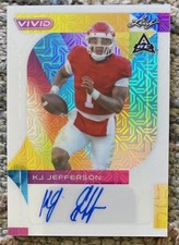 2023 Leaf Vivid KJ Jefferson Auto White Mojo SSP 1/5 Arkansas QB Jersey 1/1 MINT